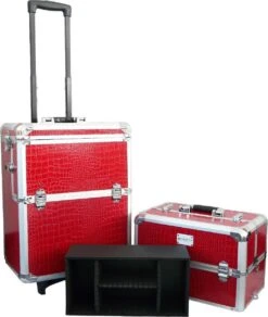Veronica NAIL-PRODUCTS Aluminium Nagel Trolley 3 In 1 CROCO ROOD, Pedicure, Manicure. Ook Als Sinterklaas Trolley, Trolly, Koffer! -Cosmetica Winkel 1015x1200 2