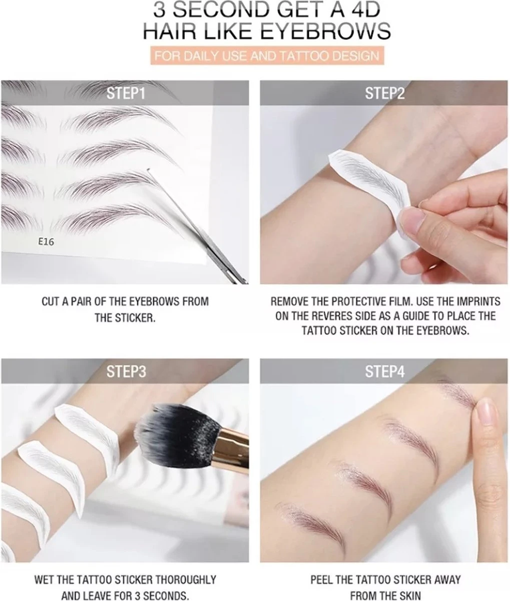 Wenkbrauw Sjabloon - Waterproof - Sjabloon - Stempel - Eyebrow Tattoo Sticker 4 Wenkbrauw Sjabloon - Waterproof - Sjabloon - Stempel - Eyebrow Tattoo Sticker - Afbeelding 2