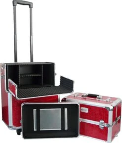 Veronica NAIL-PRODUCTS Aluminium Nagel Trolley 3 In 1 CROCO ROOD, Pedicure, Manicure. Ook Als Sinterklaas Trolley, Trolly, Koffer! -Cosmetica Winkel 1027x1200 10