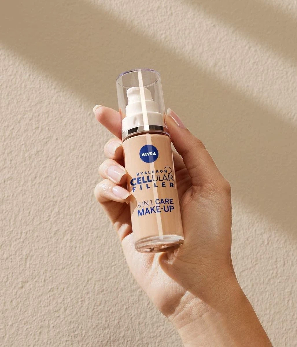 NIVEA Hyaluron Cellular Filler 3-in-1 Verzorgende Make-up #01 Licht (30 Ml), Hydraterende Foundation Met Hyaluron, Gezichtsmake-up 4 NIVEA Hyaluron Cellular Filler 3-in-1 Verzorgende Make-up #01 Licht (30 Ml), Hydraterende Foundation Met Hyaluron, Gezichtsmake-up - Afbeelding 2