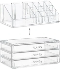 Relaxdays Make-up Organizer Klein - Stapelbaar - Sieradendoosje - Cosmetica - Opbergbox - Doorzichtig -Cosmetica Winkel 1044x1200 1