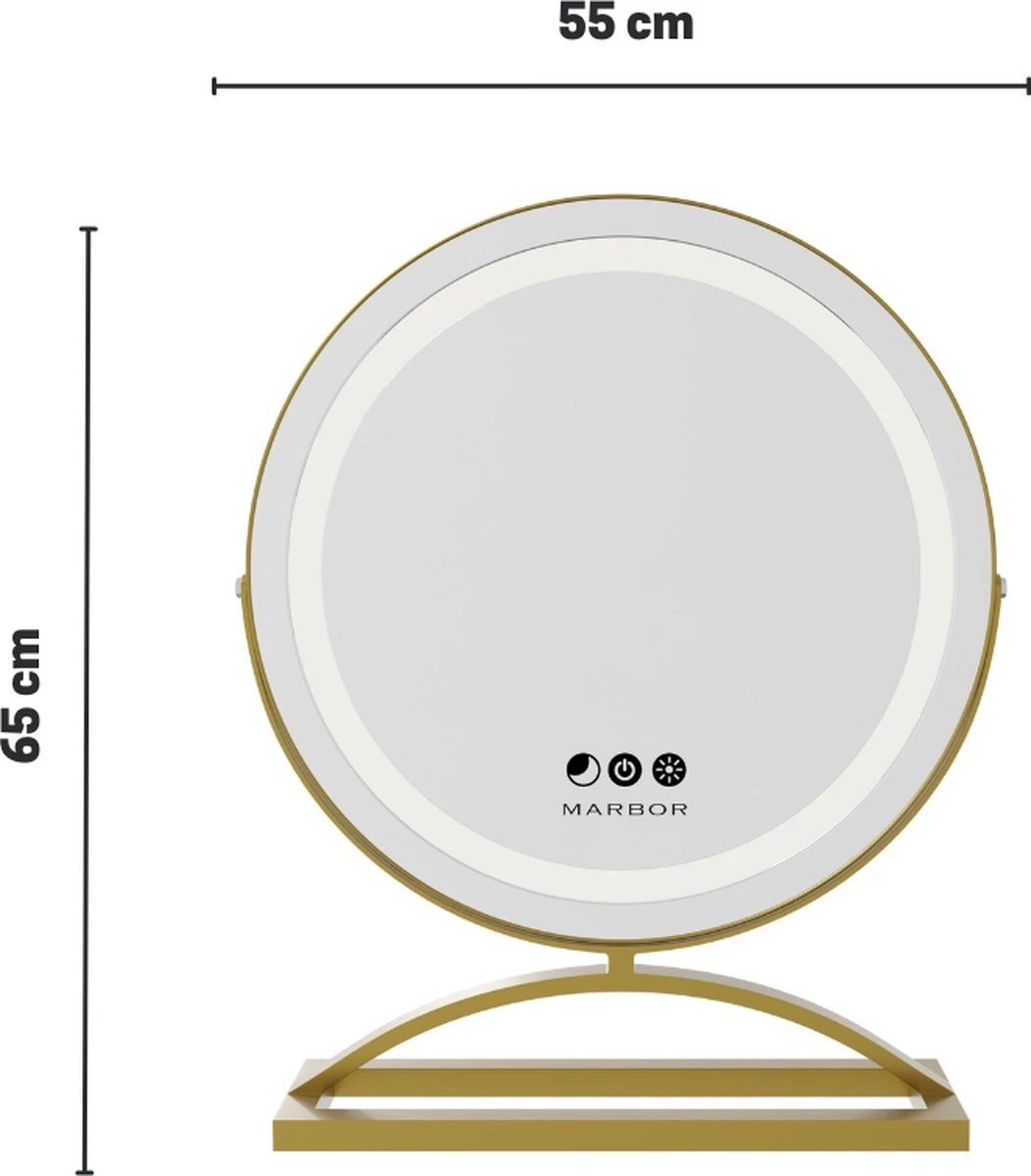 Marbor Make Up Spiegel Met LED Verlichting - Goud - Hollywood Mirror 8 Marbor Make Up Spiegel Met LED Verlichting - Goud - Hollywood Mirror - Afbeelding 6