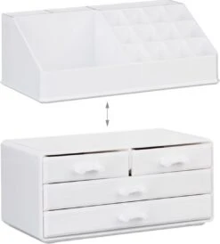 A&K 2in1 Make-up Organizer - 4 Lades Cosmetica Opbergdoos - Kaptafel - Wit 23 A&K 2in1 Make-up Organizer - 4 Lades Cosmetica Opbergdoos - Kaptafel - Wit -Cosmetica Winkel 1083x1200 4