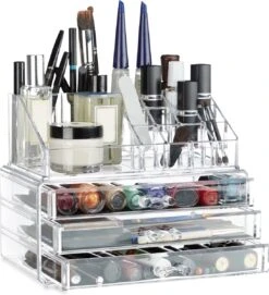 Relaxdays Make-up Organizer Klein - Stapelbaar - Sieradendoosje - Cosmetica - Opbergbox - Doorzichtig -Cosmetica Winkel 1095x1200 4