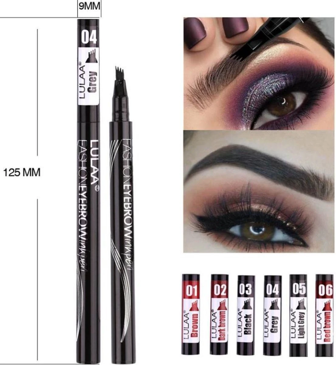 LULAA Microblade Pen - Watervaste Wenkbrauwpen - DONKERBRUIN - Waterproof Tattoo Pen - Make Up - Microblading - Eyebrow 5 LULAA Microblade Pen - Watervaste Wenkbrauwpen - DONKERBRUIN - Waterproof Tattoo Pen - Make Up - Microblading - Eyebrow - Afbeelding 3