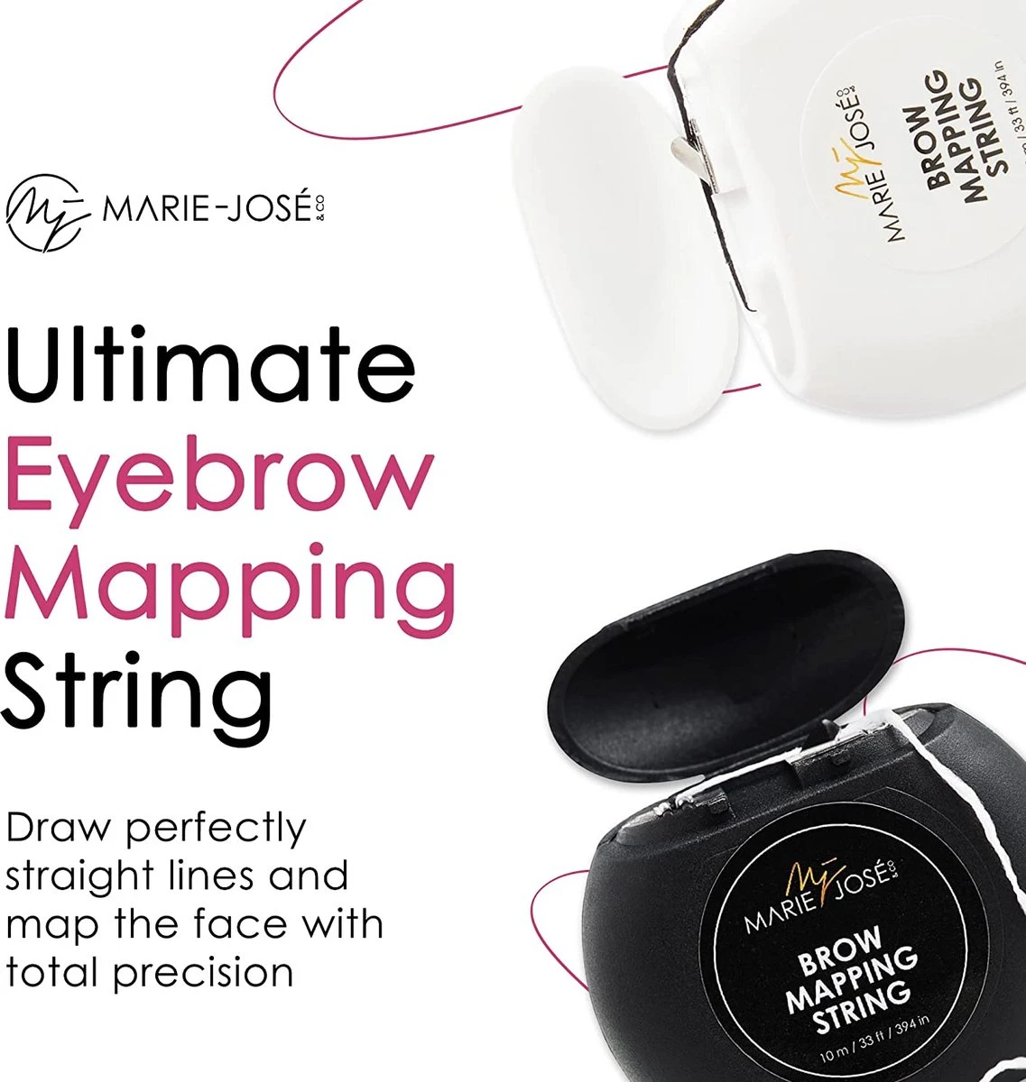Marie-José & Co Brow Mapping String Set - Zwart & Witte Draad + 10 Vingerbeschermers - Perfect Wenkbrauwen Aftekenen Met Voorgekleurde Draad - Alternatief Voor Wenkbrauwsjablonen 7 Marie-José & Co Brow Mapping String Set - Zwart & Witte Draad + 10 Vingerbeschermers - Perfect Wenkbrauwen Aftekenen Met Voorgekleurde Draad - Alternatief Voor Wenkbrauwsjablonen - Afbeelding 5