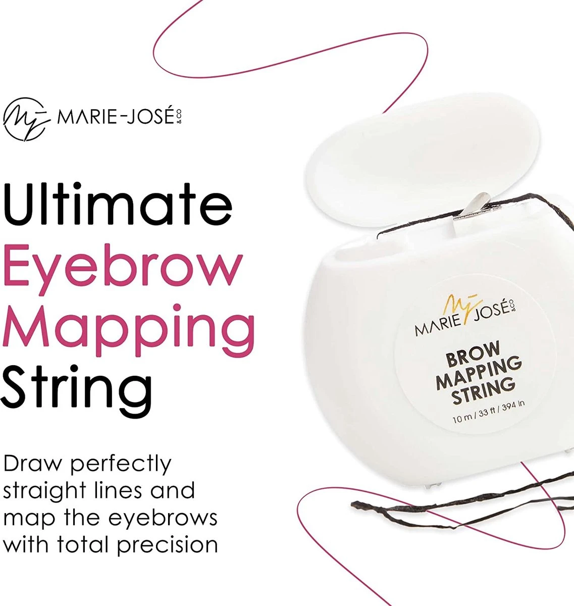 Marie-José & Co - Brow Mapping String - Voor Henna Brows & Microblading - Kleur Draad: Zwart - 1 X 10 M - 50 Toepassingen 5 Marie-José & Co - Brow Mapping String - Voor Henna Brows & Microblading - Kleur Draad: Zwart - 1 X 10 M - 50 Toepassingen - Afbeelding 3