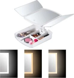 Merkloos Make-up Organizer Met Spiegel En LED Van METU-Online - Make Up Opberger - Make Up Spiegel Met Led Lamp - Makeup Opbergdoos - Make-up Spiegel Wit - Make Up Spiegel Met Verlichting En Usb - Make Up Koffer - Make Up Tafel - Make Up Organizer -Cosmetica Winkel 1140x1200 5