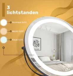 Great's® Make Up Spiegel Met LED Verlichting - ⌀ 40cm - Visagie Spiegel Rond - Extra Close Up Spiegeltje 10x - Zwart -Cosmetica Winkel 1157x1200 3