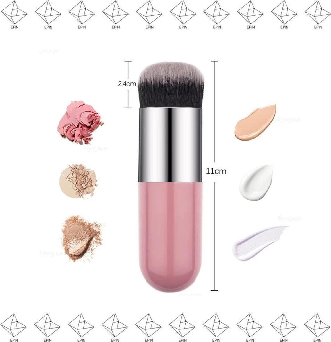Merkloos EPIN | Poederkwast | Foundation Kwast | Powder Brush | Make-up Kwast | Roze Met Zilver 3 Merkloos EPIN | Poederkwast | Foundation Kwast | Powder Brush | Make-up Kwast | Roze Met Zilver