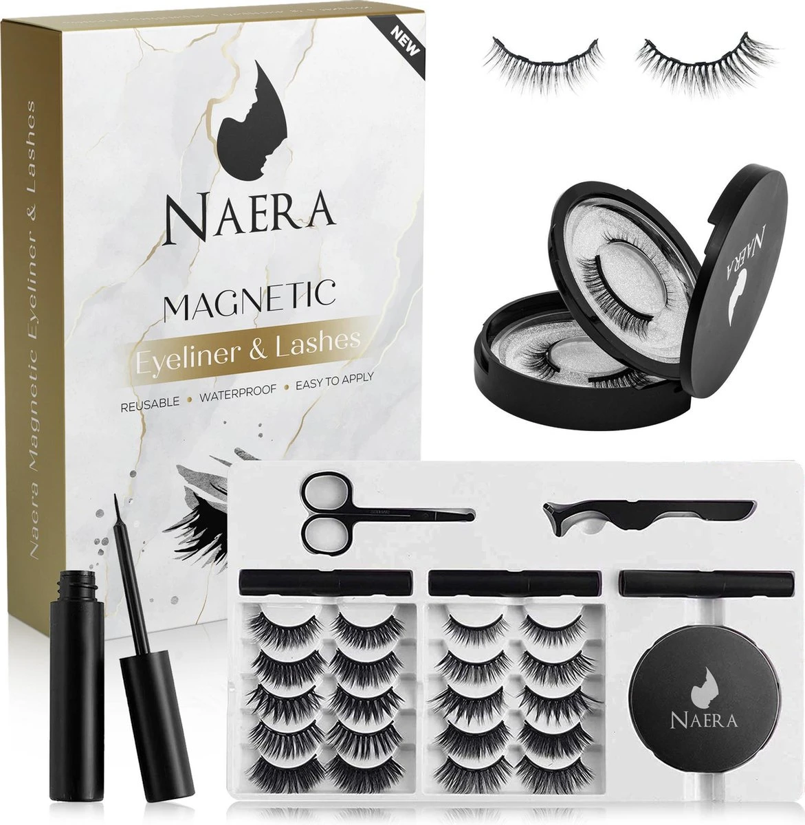 Naera Magnetische Wimpers Set - Inclusief Wimperzetter, Wimperhouder, Wimperschaar En 3 Flesjes Waterproof Eyeliner - 30 Keer Herbruikbaar - 12 Paar 3 Naera Magnetische Wimpers Set - Inclusief Wimperzetter, Wimperhouder, Wimperschaar En 3 Flesjes Waterproof Eyeliner - 30 Keer Herbruikbaar - 12 Paar