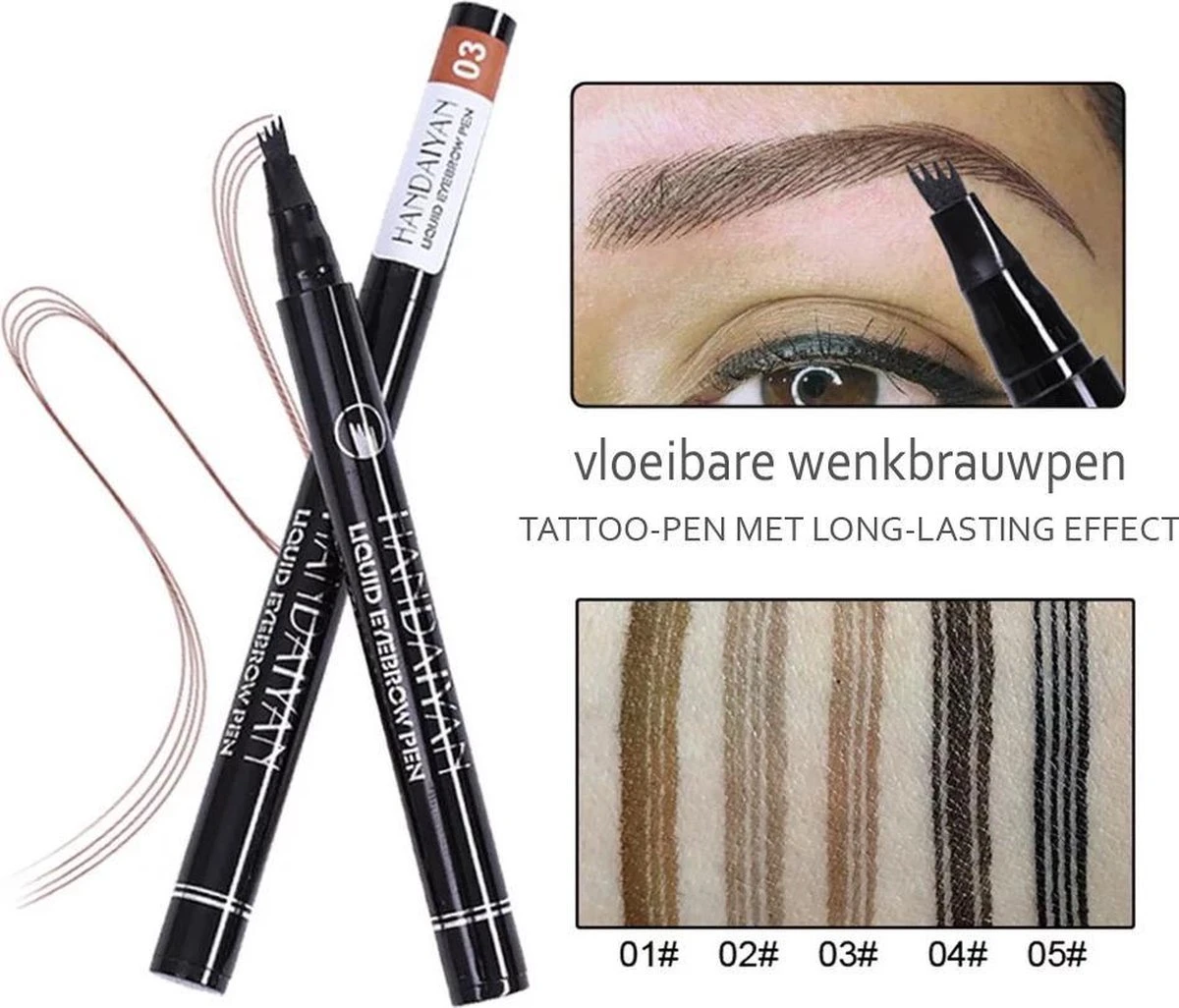Wenkbrauw Microblade Pen - Tattoo - BRUIN 03 - Watervaste Microblading Wenkbrauwpen - Eyebrow Tattoo Pen - Make Up - 4 Punts Pen 8 Wenkbrauw Microblade Pen - Tattoo - BRUIN 03 - Watervaste Microblading Wenkbrauwpen - Eyebrow Tattoo Pen - Make Up - 4 Punts Pen - Afbeelding 6