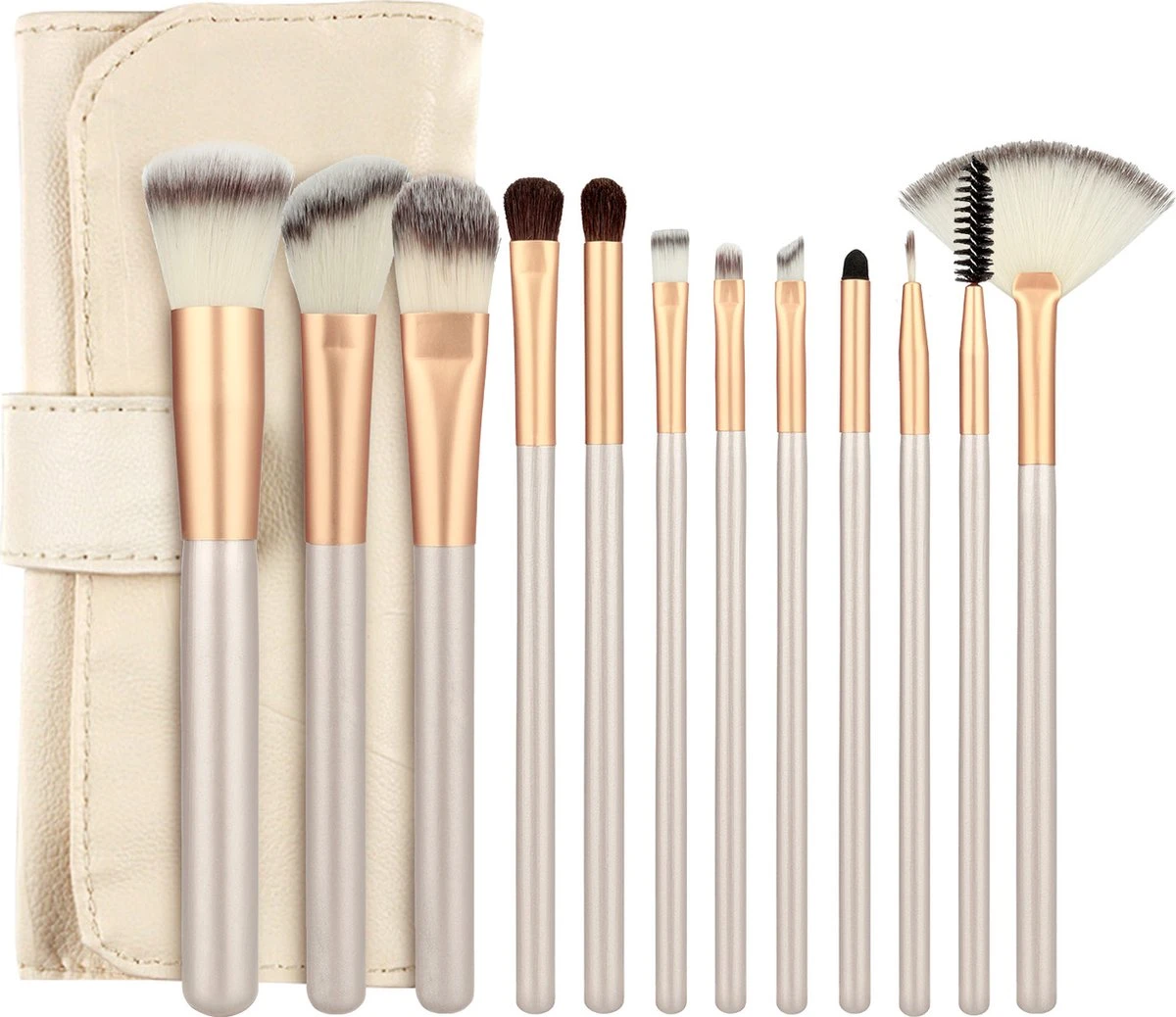 Professionele Make-up Kwastenset - 12 Delig - Beige-Goud 3 Professionele Make-up Kwastenset - 12 Delig - Beige-Goud