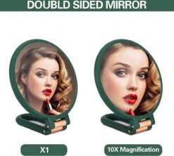FOGARI Handspiegel Met 1 X 10 X Vergroting, Dubbelzijdige Make-upspiegel, Draagbare Kleine Spiegel, Inklapbare Verstelbare Spiegel Met Handvat, Ronde Reisspiegel, Make-upspiegel, Tafelspiegel, 360 Graden Draaibaar -Cosmetica Winkel 1200x1078 2