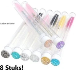 Wimperborstel In Buis - 8 Stuks - 2 In 1 Wimper-mascara Borstel In Herbruikbare Transparante Buis - Houder Voor Wimper Of Mascara Borstel - Lash Brush In Tube