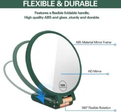 FOGARI Handspiegel Met 1 X 10 X Vergroting, Dubbelzijdige Make-upspiegel, Draagbare Kleine Spiegel, Inklapbare Verstelbare Spiegel Met Handvat, Ronde Reisspiegel, Make-upspiegel, Tafelspiegel, 360 Graden Draaibaar -Cosmetica Winkel 1200x1114 5