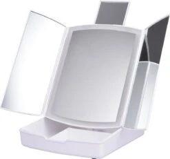 Merkloos Make-up Organizer Met Spiegel En LED Van METU-Online - Make Up Opberger - Make Up Spiegel Met Led Lamp - Makeup Opbergdoos - Make-up Spiegel Wit - Make Up Spiegel Met Verlichting En Usb - Make Up Koffer - Make Up Tafel - Make Up Organizer