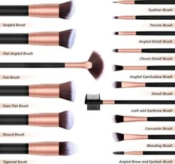 Bestope Make Up Kwasten Set Met Beauty Blenders 16 Delig - Brush Set - Kwasten Reiniger - Rosé Goud -Cosmetica Winkel 1200x1122 5