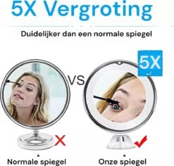 Merkloos Make-Up Spiegel - 5X Vergroting - LED Licht - Make Up Spiegel Met Verlichting - Vergrootspiegel Met Zuignap -Cosmetica Winkel 1200x1148 4