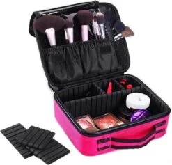 Cosmetica Koffer - Make-up Koffer Met Verstelbare Vakken - Visagie En Nagelstyliste Beauty Koffer - 26x23x9CM - Roze -Cosmetica Winkel 1200x1153 3