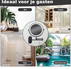 Make Up - Spiegel - Led Verlichting - 10X Vergroting - 3 Lichtstanden - Wandspiegel Rond - Badkamer - Mat Zwart - Draadloos -Cosmetica Winkel 1200x1170 39