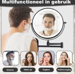 Make Up - Spiegel - Led Verlichting - 10X Vergroting - 3 Lichtstanden - Wandspiegel Rond - Badkamer - Mat Zwart - Draadloos -Cosmetica Winkel 1200x1174 7