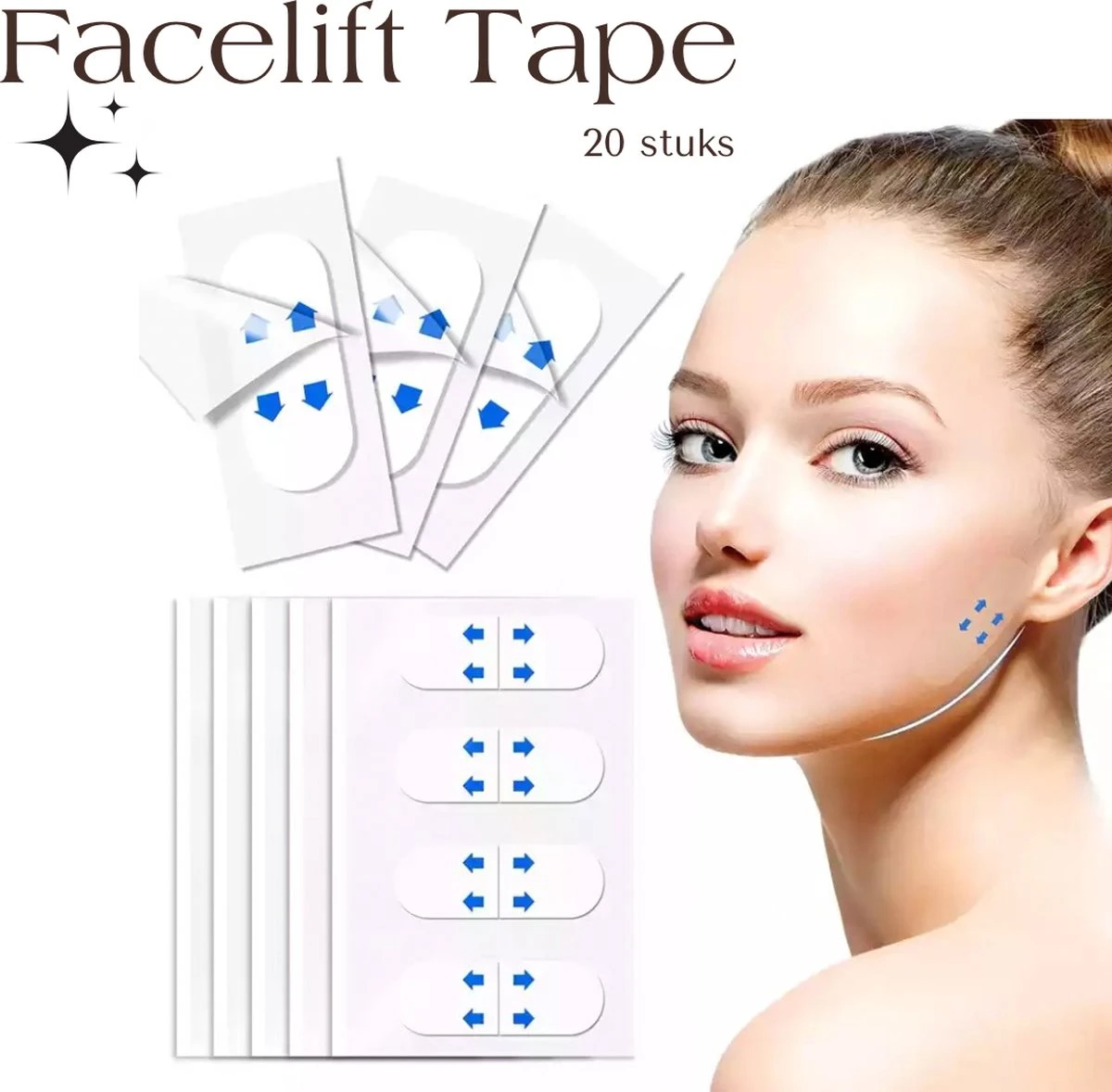 Face Lift Tape || 20 Stuks|| Face Tape || Transparant || 3 Face Lift Tape || 20 Stuks|| Face Tape || Transparant ||