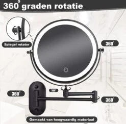 Make Up - Spiegel - Led Verlichting - 10X Vergroting - 3 Lichtstanden - Wandspiegel Rond - Badkamer - Mat Zwart - Draadloos -Cosmetica Winkel 1200x1180 7