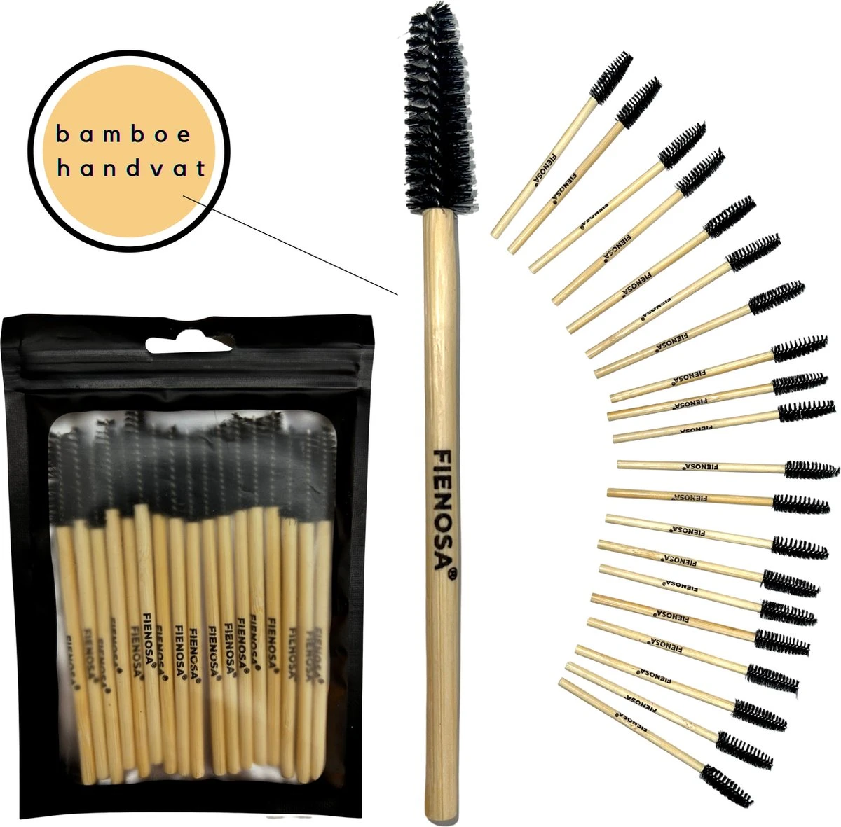 Bamboe Wimper Borsteltjes - Wenkbrauw Borstel - 20 Stuks - Wimper Extensions - Bamboe Handvat - Ideaal In Gebruik - Fienosa 3 Bamboe Wimper Borsteltjes - Wenkbrauw Borstel - 20 Stuks - Wimper Extensions - Bamboe Handvat - Ideaal In Gebruik - Fienosa