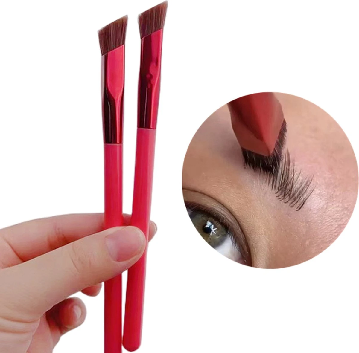 Wenkbrauw Borstel - Make-up - Vierkant - Borstel - Wenkbrauw - Trend - Schuin - Rood 3 Wenkbrauw Borstel - Make-up - Vierkant - Borstel - Wenkbrauw - Trend - Schuin - Rood