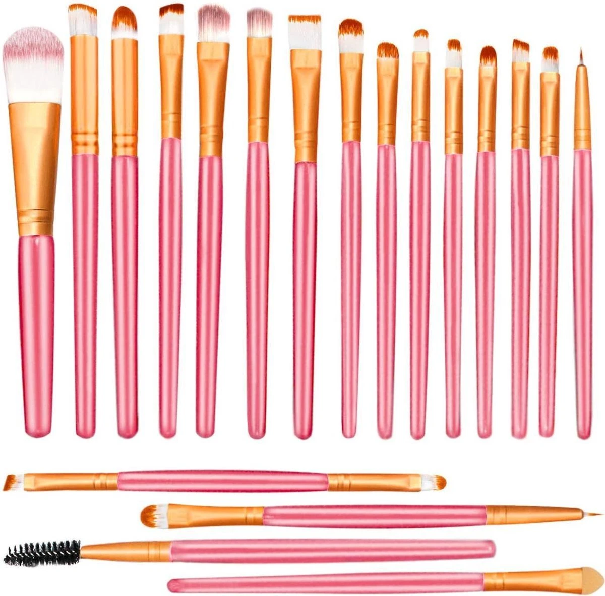 Merkloos Makeup Kwastenset - Makeup Set - 20delig - Roze - Goud - Able & Borret 4 Merkloos Makeup Kwastenset - Makeup Set - 20delig - Roze - Goud - Able & Borret - Afbeelding 2