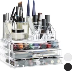 Relaxdays Make-up Organizer Klein - Stapelbaar - Sieradendoosje - Cosmetica - Opbergbox - Doorzichtig -Cosmetica Winkel 1200x1185 6