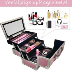 Make Up Koffer Meisjes En Dames Roze - Make Up Organizer Met Spiegel - Cosmetica Koffer - Beautycase Koffer -Cosmetica Winkel 1200x1188 13