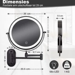 Make Up - Spiegel - Led Verlichting - 10X Vergroting - 3 Lichtstanden - Wandspiegel Rond - Badkamer - Mat Zwart - Draadloos -Cosmetica Winkel 1200x1188 15