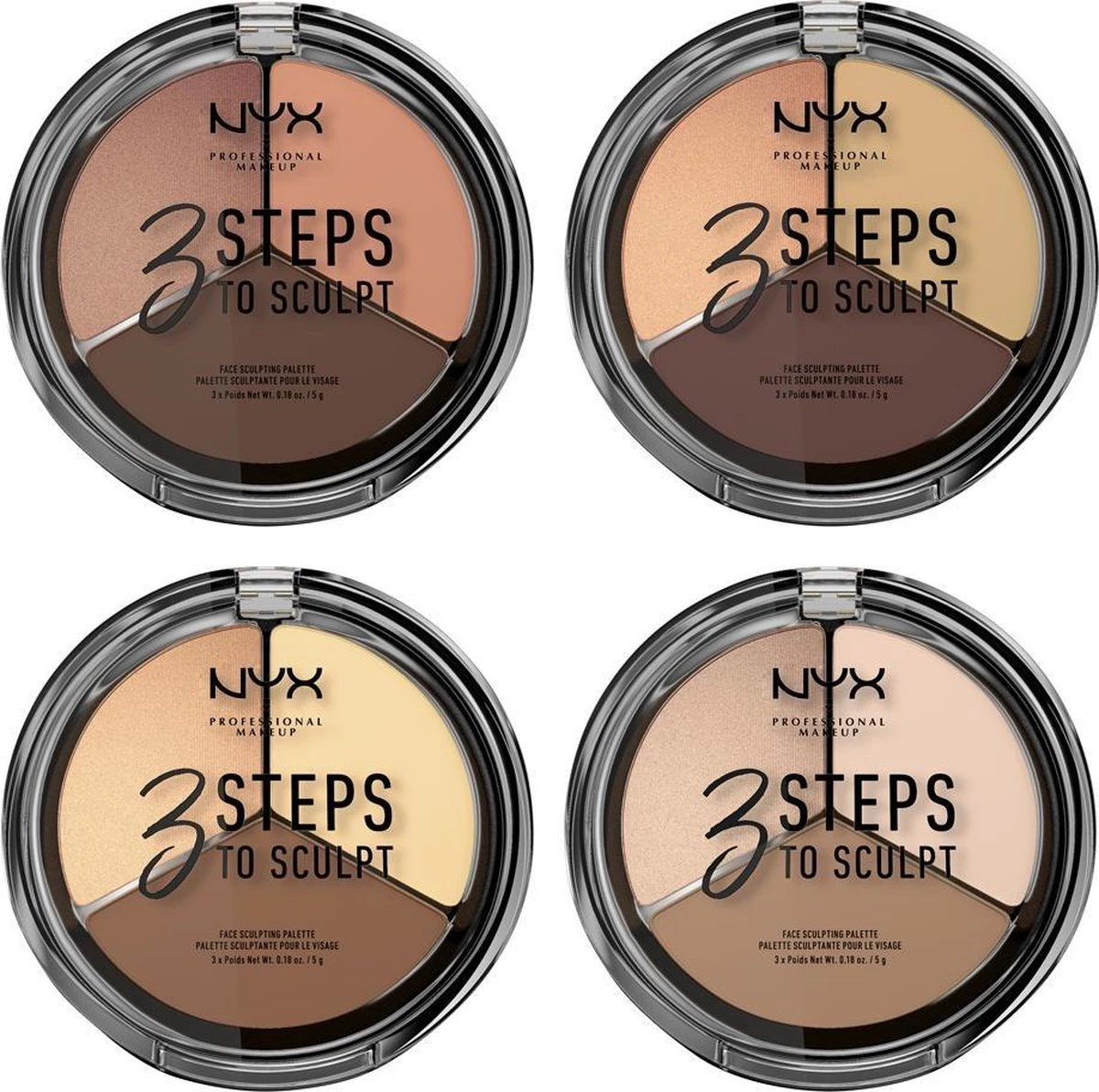 NYX Professional Makeup 3 Steps To Sculpt Face Sculpting Palette - Light 3STS02 - Highlighter En Contouring Make-up - 15 Gr 7 NYX Professional Makeup 3 Steps To Sculpt Face Sculpting Palette - Light 3STS02 - Highlighter En Contouring Make-up - 15 Gr - Afbeelding 5