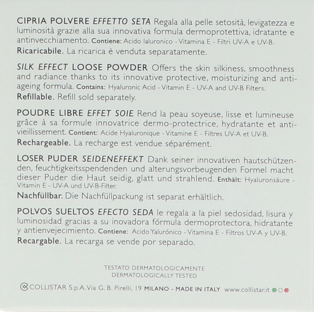 Collistar Silk Effect Loose Powder - 2 Golden Beige - Make-uppoeder 9 Collistar Silk Effect Loose Powder - 2 Golden Beige - Make-uppoeder - Afbeelding 7