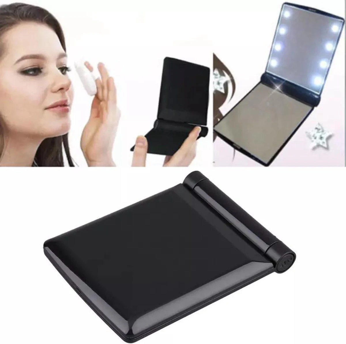 Compacte Make-up Spiegel- LED Mirror- Inklapbaar Met Verlichting- Draagbare Mini Make-up Spiegel 6 Compacte Make-up Spiegel- LED Mirror- Inklapbaar Met Verlichting- Draagbare Mini Make-up Spiegel - Afbeelding 4
