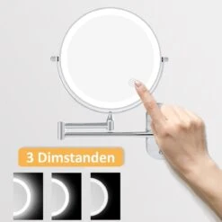 360° Draaibaar LED Scheerspiegel Met 5X Vergroting - 3 Lichtstanden - Dimstanden - Badkamerspiegel Met Natuurlijk Licht - Make-up Spiegel - Draadloos - Werkt Op Batterijen -Cosmetica Winkel 1200x1198 41