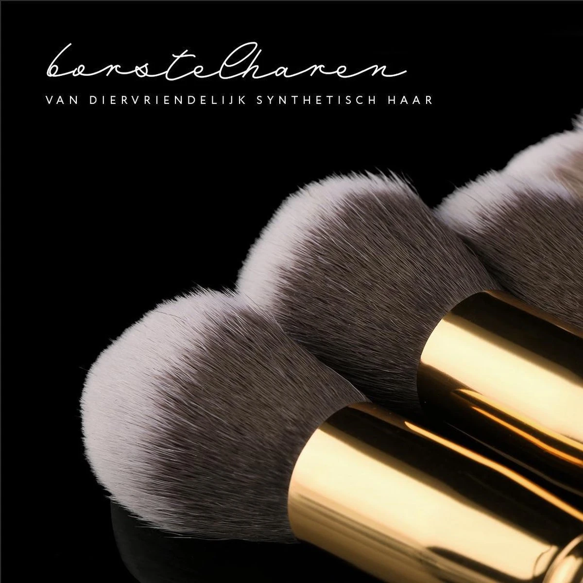 Evvie Set Van 10 Make-up Kwasten Kabuki In Etui Marble - Zwart-Goud 11 Evvie Set Van 10 Make-up Kwasten Kabuki In Etui Marble - Zwart-Goud - Afbeelding 9