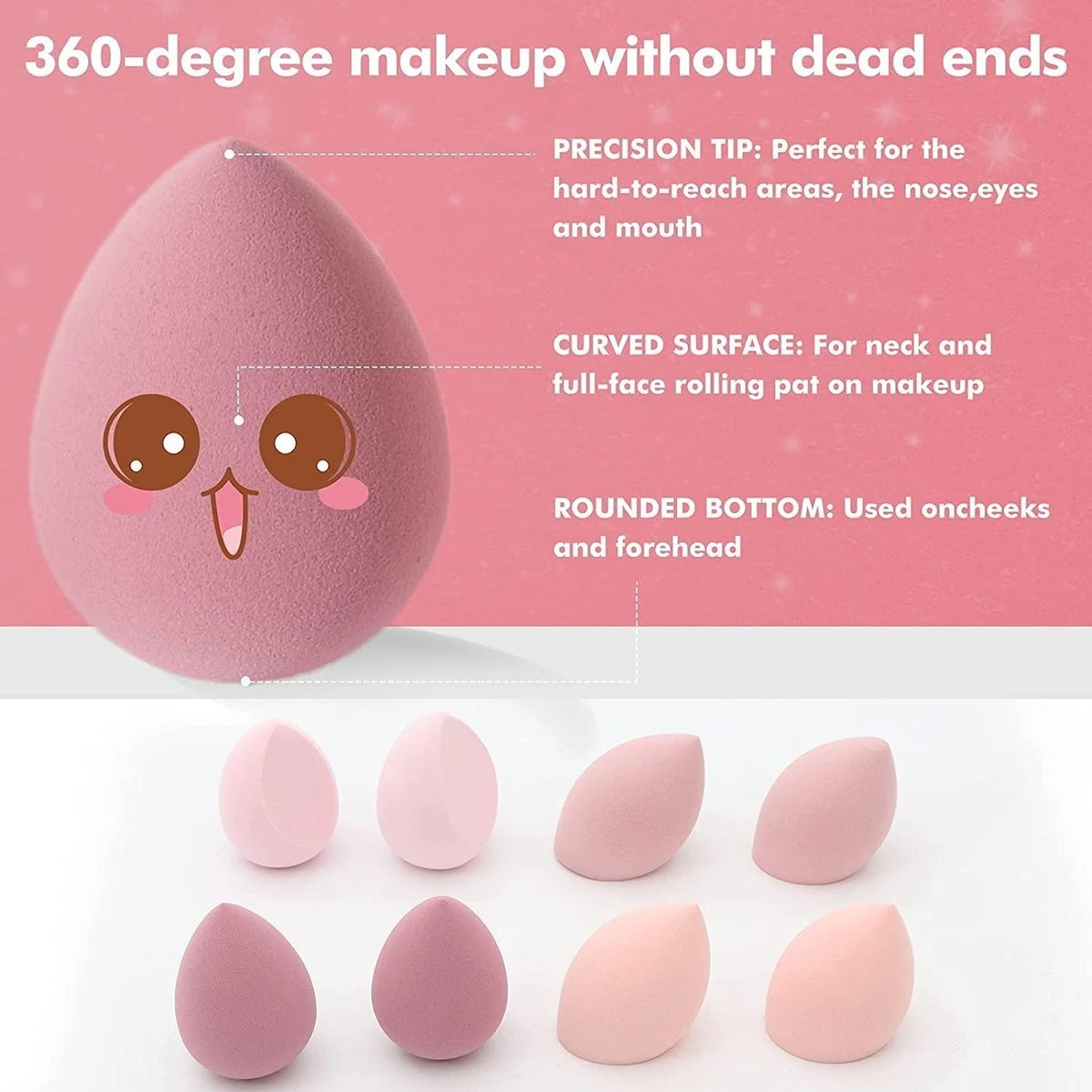 Make-up Blending Sponges Set -In Beautybox - 8 Stuks - Mix Kleuren Willekeurig 4 Make-up Blending Sponges Set -In Beautybox - 8 Stuks - Mix Kleuren Willekeurig - Afbeelding 2