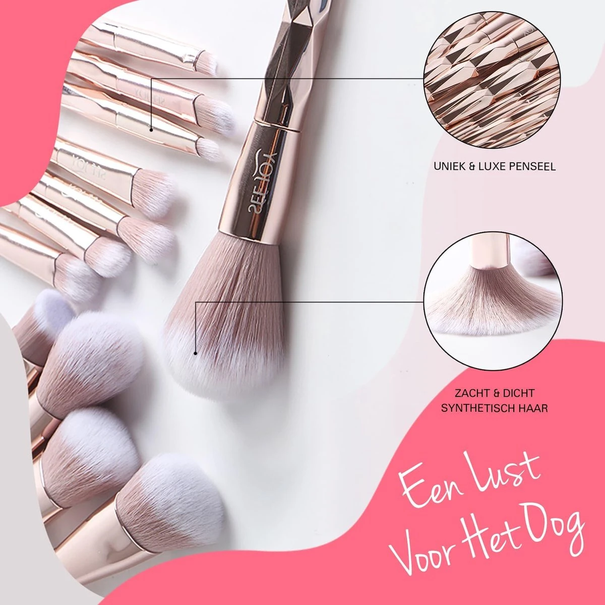 BeauRose Make Up Kwasten Set - Make Up Brush - Oogschaduw - Foundation Kwast - Poeder Kwast - Brush - Make Up - Cosmetica - Kwasten Set – Make Up Tasje - 12 Stuks 6 BeauRose Make Up Kwasten Set - Make Up Brush - Oogschaduw - Foundation Kwast - Poeder Kwast - Brush - Make Up - Cosmetica - Kwasten Set – Make Up Tasje - 12 Stuks - Afbeelding 4