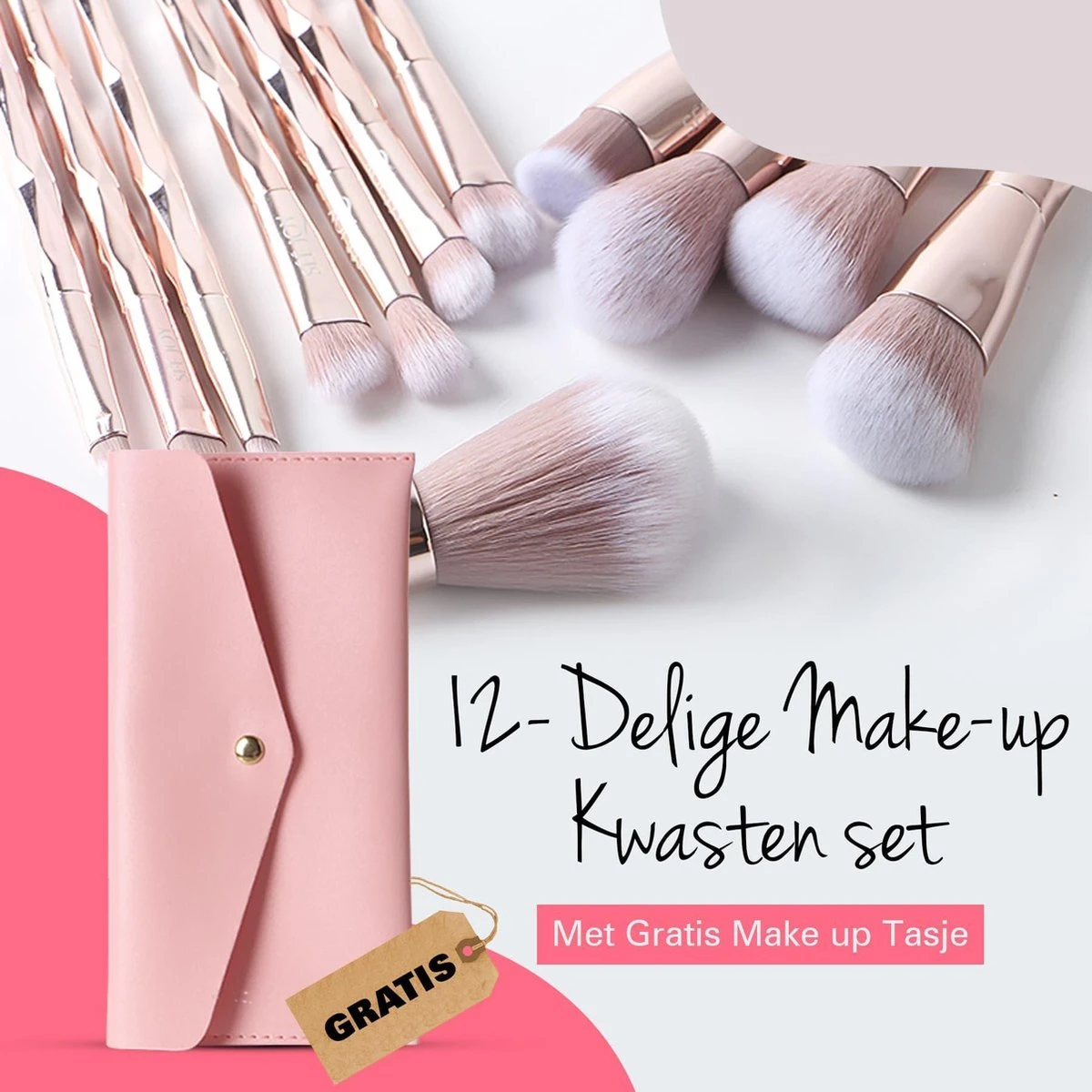 BeauRose Make Up Kwasten Set - Make Up Brush - Oogschaduw - Foundation Kwast - Poeder Kwast - Brush - Make Up - Cosmetica - Kwasten Set – Make Up Tasje - 12 Stuks 7 BeauRose Make Up Kwasten Set - Make Up Brush - Oogschaduw - Foundation Kwast - Poeder Kwast - Brush - Make Up - Cosmetica - Kwasten Set – Make Up Tasje - 12 Stuks - Afbeelding 5