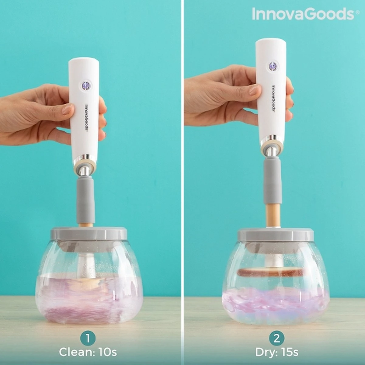 Innovagoods Luxe Make-up Kwastenreiniger - Elektrisch - Reinigen én Drogen - Draadloos - Make-up Borstels Schoonmaken 9 Innovagoods Luxe Make-up Kwastenreiniger - Elektrisch - Reinigen én Drogen - Draadloos - Make-up Borstels Schoonmaken - Afbeelding 7