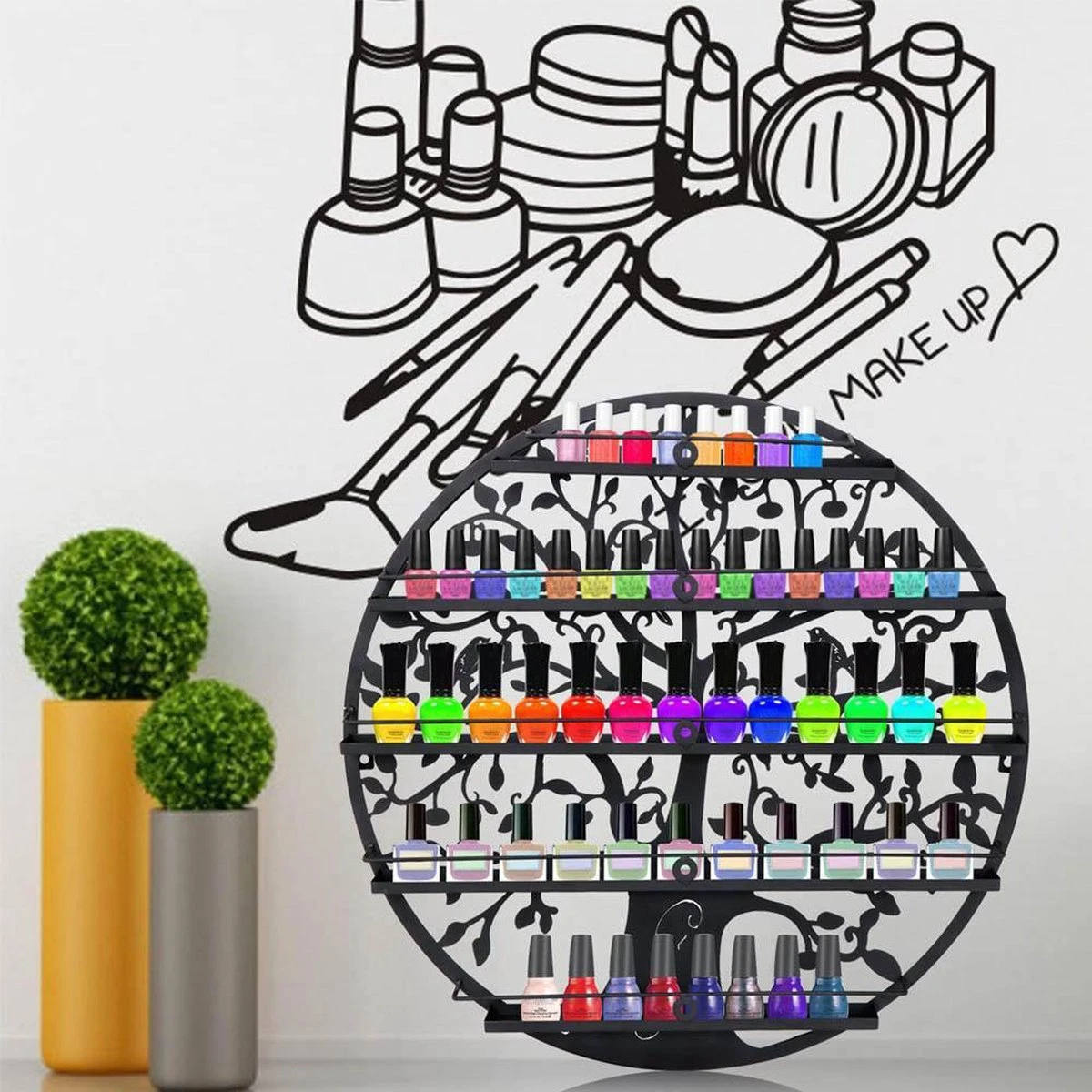 Confibel Nagellak Houder - Nagellak Flesjes Organizer - Essentiële Oliën Organizer - Rek Voor Flesjes - Wanddecoratie - Zwart 4 Confibel Nagellak Houder - Nagellak Flesjes Organizer - Essentiële Oliën Organizer - Rek Voor Flesjes - Wanddecoratie - Zwart - Afbeelding 2
