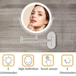 360° Draaibaar LED Scheerspiegel Met 5X Vergroting - 3 Lichtstanden - Dimstanden - Badkamerspiegel Met Natuurlijk Licht - Make-up Spiegel - Draadloos - Werkt Op Batterijen -Cosmetica Winkel 1200x1200 1151