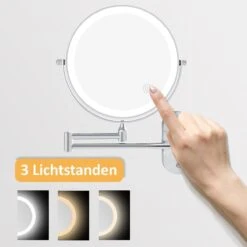 360° Draaibaar LED Scheerspiegel Met 5X Vergroting - 3 Lichtstanden - Dimstanden - Badkamerspiegel Met Natuurlijk Licht - Make-up Spiegel - Draadloos - Werkt Op Batterijen -Cosmetica Winkel 1200x1200 1152