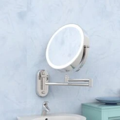 360° Draaibaar LED Scheerspiegel Met 5X Vergroting - 3 Lichtstanden - Dimstanden - Badkamerspiegel Met Natuurlijk Licht - Make-up Spiegel - Draadloos - Werkt Op Batterijen -Cosmetica Winkel 1200x1200 1153