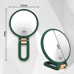 FOGARI Handspiegel Met 1 X 10 X Vergroting, Dubbelzijdige Make-upspiegel, Draagbare Kleine Spiegel, Inklapbare Verstelbare Spiegel Met Handvat, Ronde Reisspiegel, Make-upspiegel, Tafelspiegel, 360 Graden Draaibaar -Cosmetica Winkel 1200x1200 1156