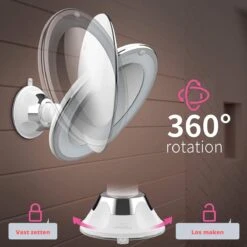 Vergroot Make Up En Scheer Spiegel Met LED Verlichting - 10x Vegroting En Natuurlijk Licht Voor Cosmetica/Scheren/Epileren - 360° Graden Verstelbare Zuignap En Wandbevestiging - Badkamer/Douche/Slaapkamer - Rond – Wit -Cosmetica Winkel 1200x1200 1158