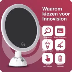 Innovision Make Up Spiegel Met Verlichting En Zuignap - 360° Verstelbaar - 10x Vergroot -Cosmetica Winkel 1200x1200 1162